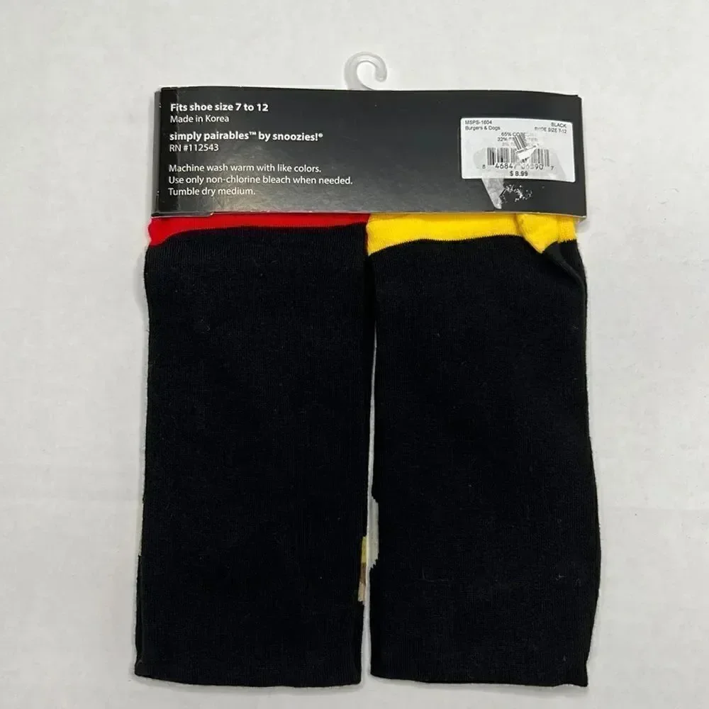 Snoozes cozy simply pairables hotdog and hamburger mustard and ketchup socks NWT